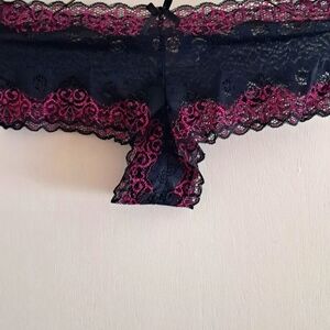 Lace Trim Women's Intimate in Black and Pink